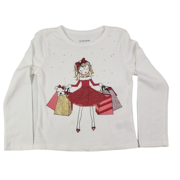 Girl's Sequin Graphic T-Shirt‎ & legging Two Piece Set Size 5  Red white New - Picture 2 of 16